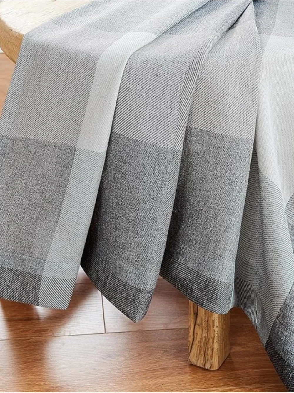 Romantex Gray Plaid Grommet Curtain Panel set of 2